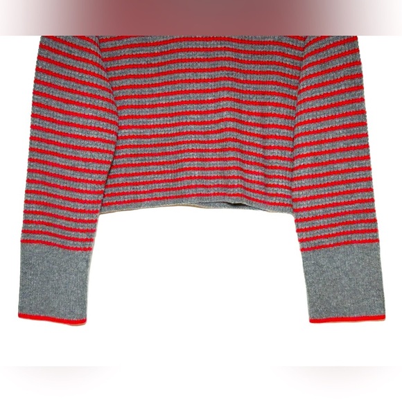 NWT Madewell Merino Wool Waffle-Knit Turtleneck, Gray & Red Stripe, Sizes M & L - Picture 7 of 10